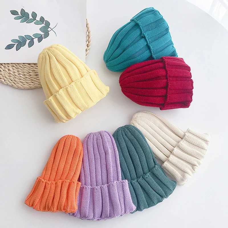 Winter Baby Knitted Hat for Girls Boys Infant Bonnet Toddler Cap Kids Beanie Candy Color Elastic Children Hats Accessories 15Y L250925YV5U