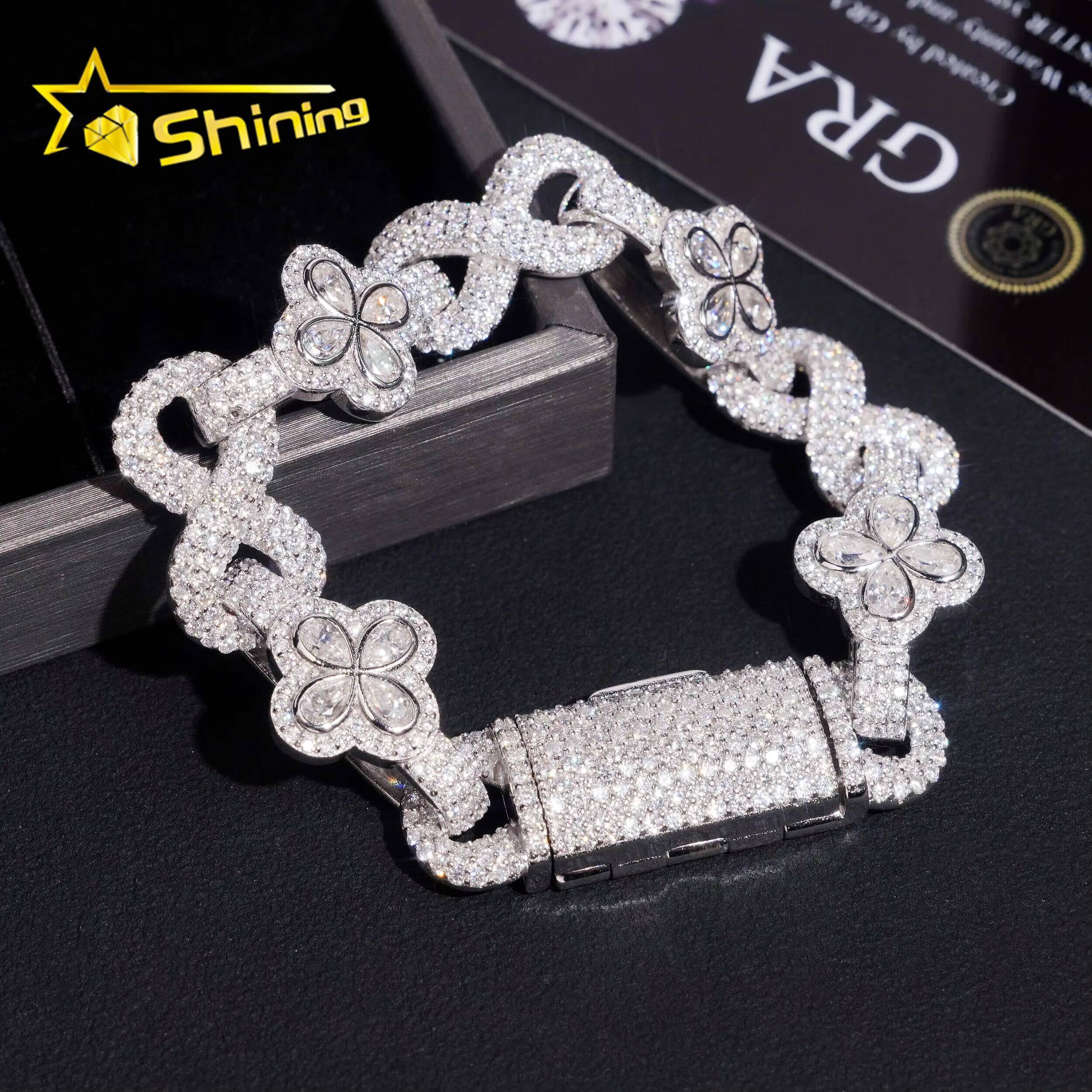 Pass Diamond Tester Hip Hop Jewelry Bling GRA Certified 925 Silver Infinity VVS Moissanite Bracelet