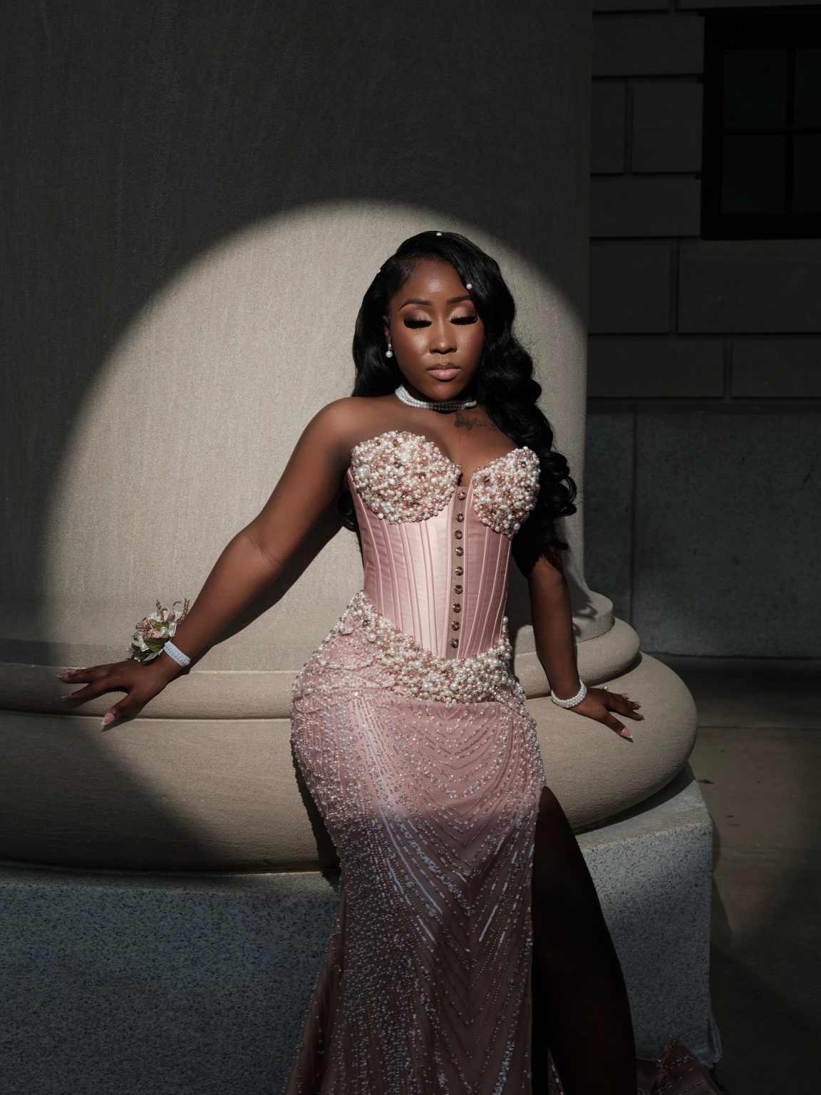 Exquisite Mermaid Evening Dress Sweetheart Sleeveless Pearls Prom Gowns Beading Splits Floor Length Formal Dresses Customized