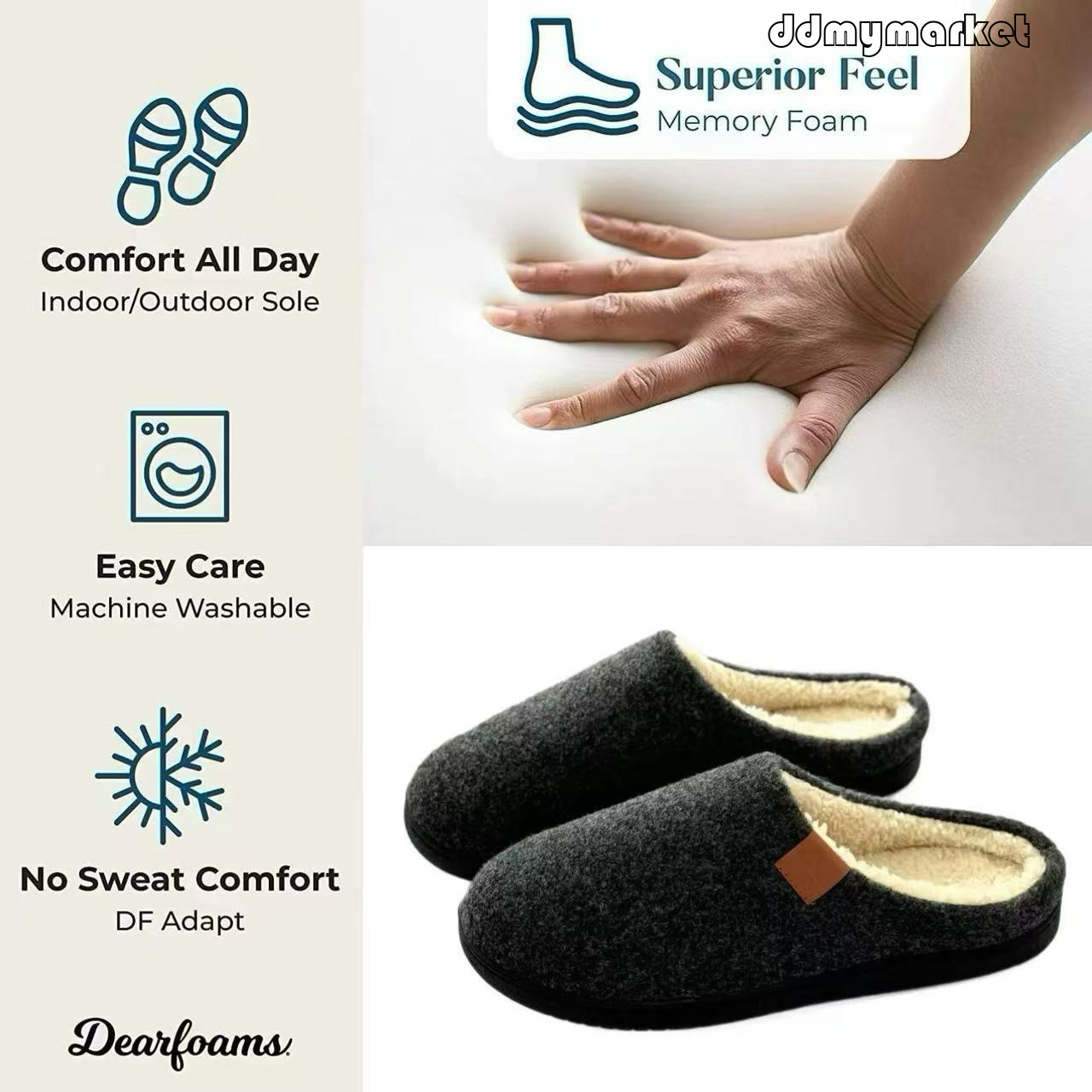 Winter Warm Flat Round Anti-Wool Fleece Stitched Shoes Extra Large Slippers Size 50 Memory Foam ddmymarket