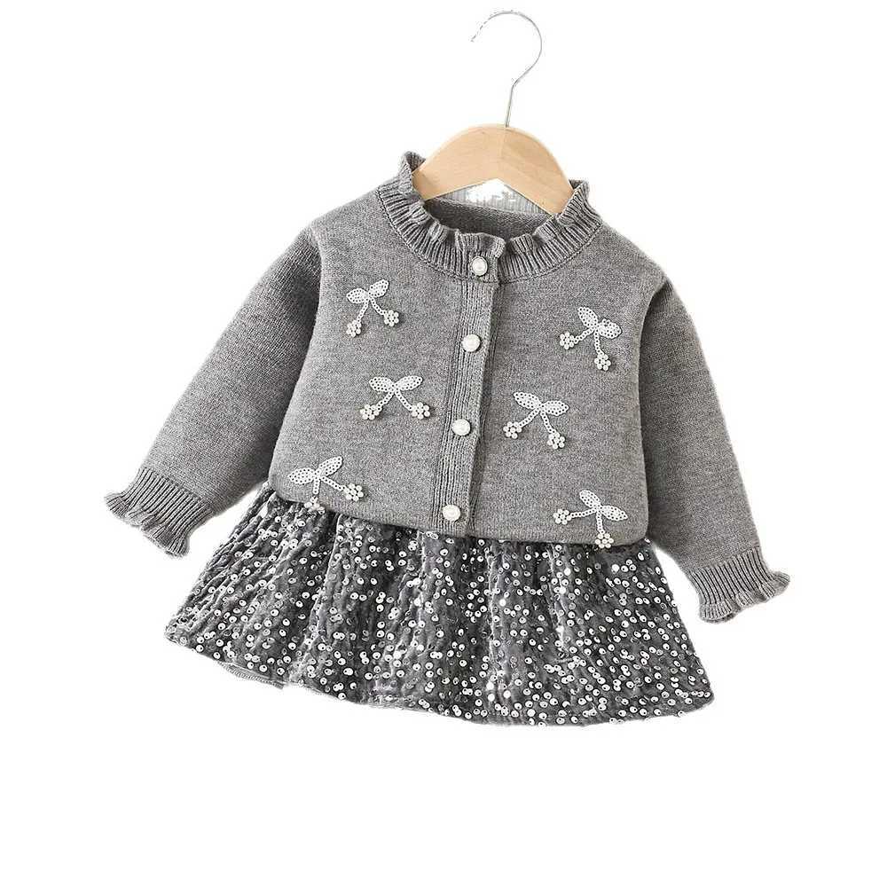 Girls Clothes Sets Spring Autumn Children Woolen Jersey Sweaters Coats Skirts Kids Princess Dress Suit For Baby Knitted Outfits L250926STBS