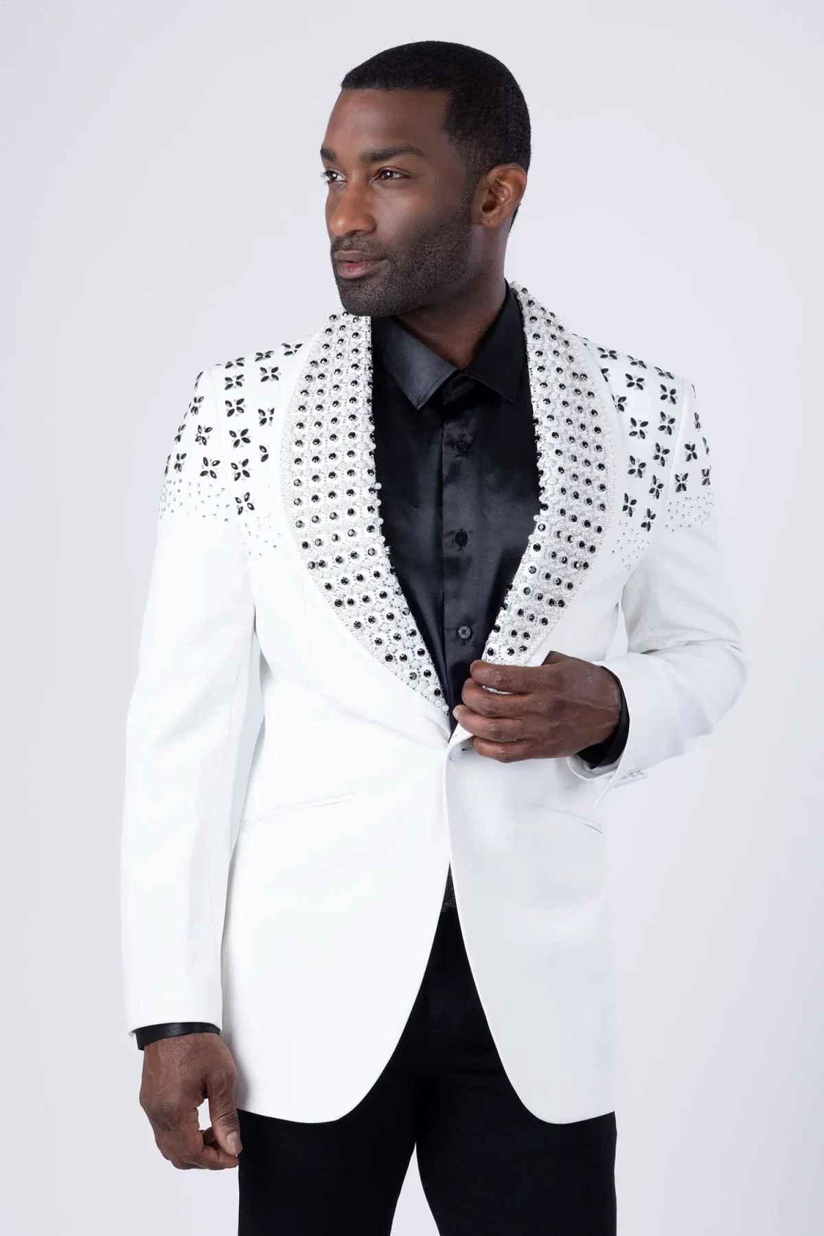 Tailored Mens Wedding Suits 2 Pieces Slim Fit Crystal Beads Groom Tuxedos Banquet Birthday Party Formal Wear Customized