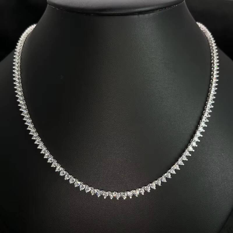 Customized Trendizable Heart Moissanite Tennis Chains Jewelry 925 Sterling Silver 3mm 4mm 5mm 6mm Heart Moissaniteia Tennis Necklace