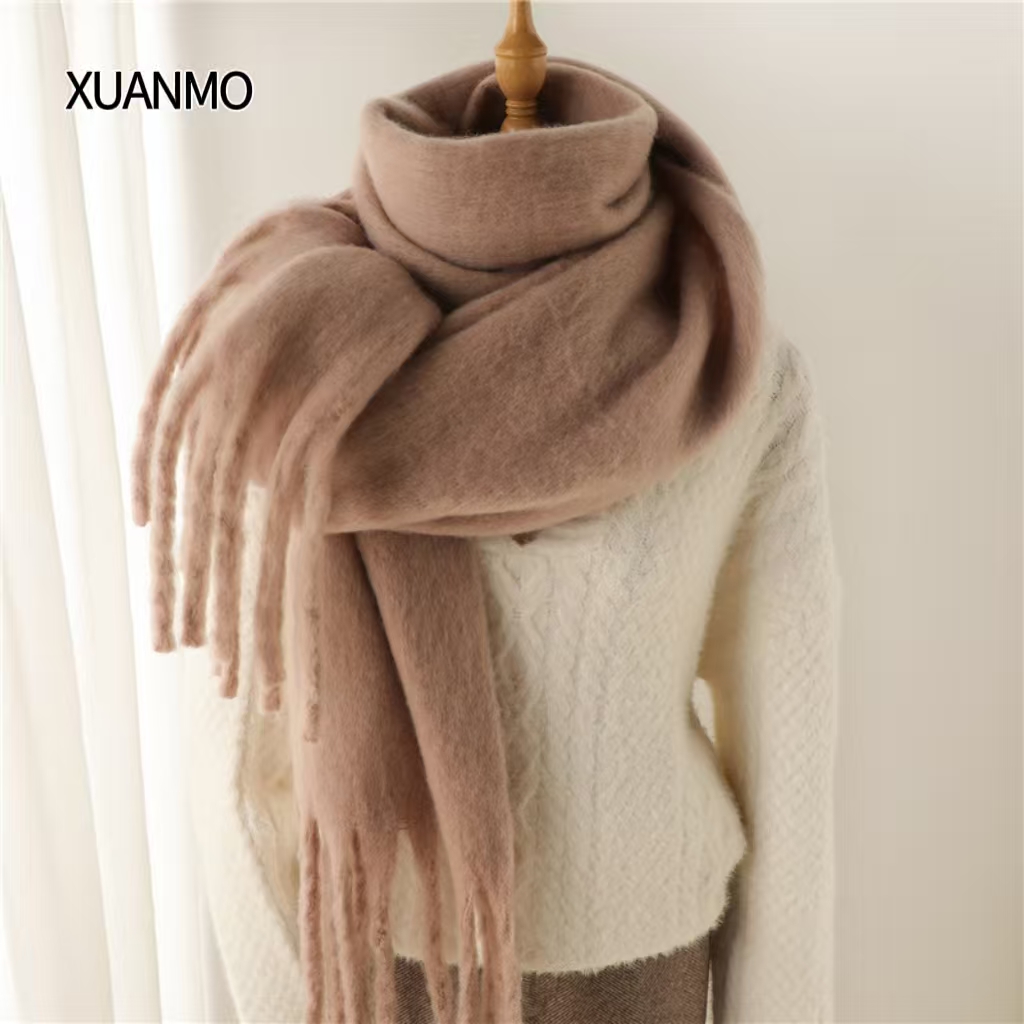 K1976 Hot Recommendation Winter Korean Style Solid Color Thickened Scarf Women Wool Faux Cashmere Shawl High Cost Performance