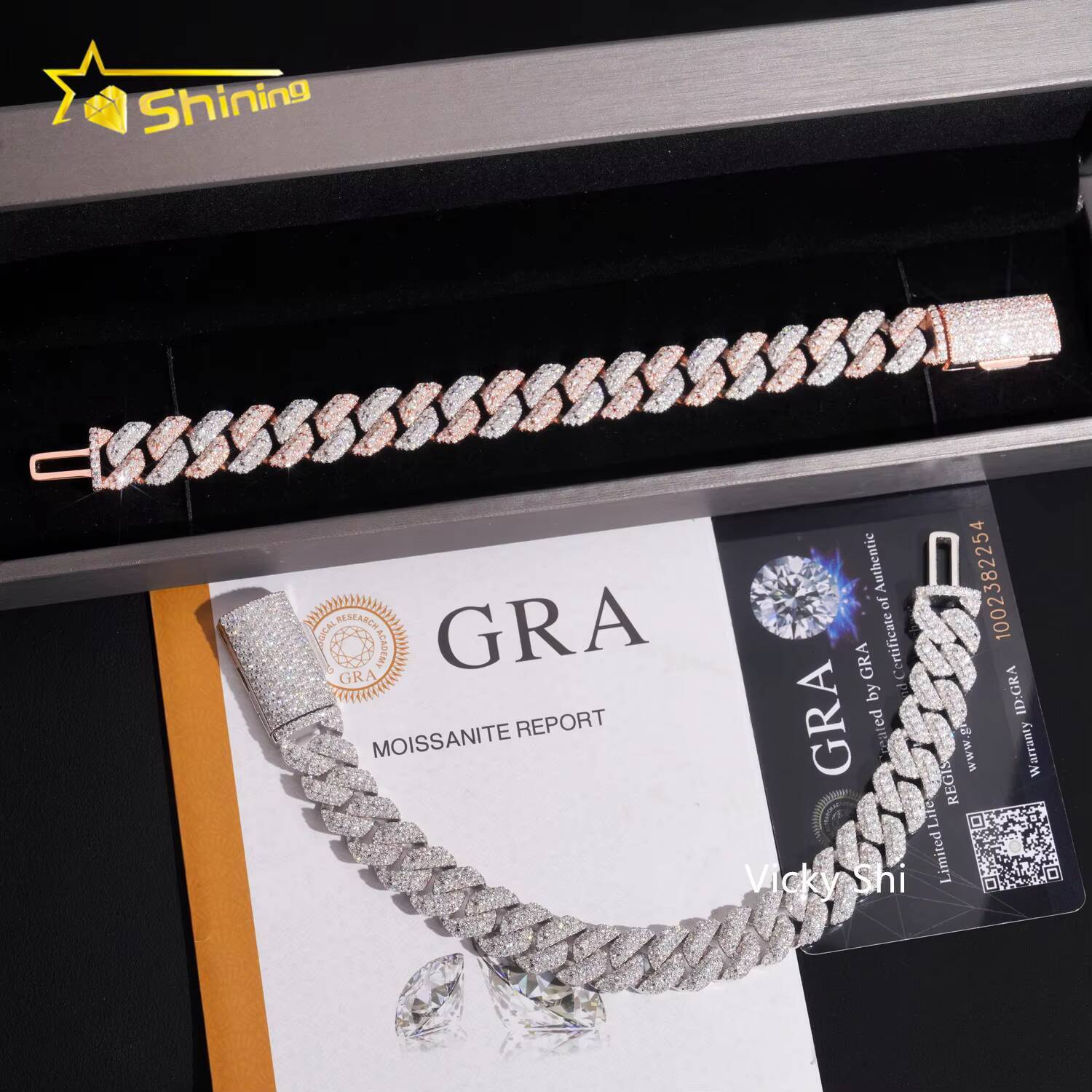 Hip Hop Hot Selling Men Moissanite Bracelets 925 Sterling Silver 13MM Width Iced Out Moissanite Cuban Bracelet