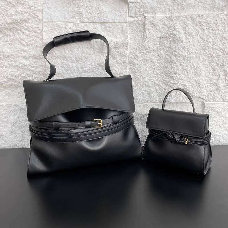 2025 Brand Design Shoulder Women Genuine Leather Strap Belt Buckle Tote Bags Tieme Large Capacity Elegant Handbags