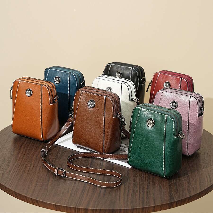 designer bag Luxury bag Genuine Leather Fashion Crossbody Shoulder Niche Commuter Cowhide Phone Women's Zipper Small Bag
