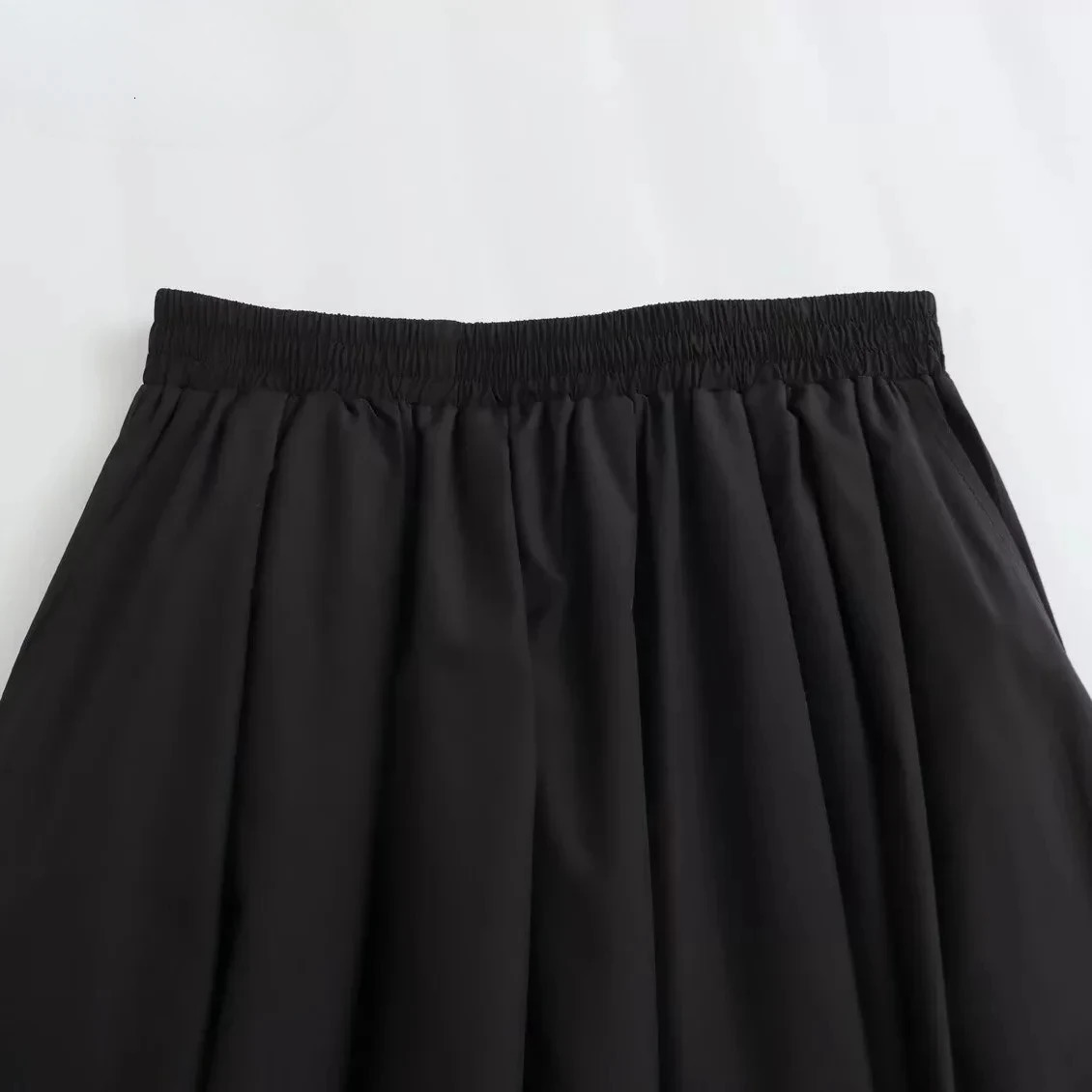 Mooyufon Womens Fashion Spring Black Wide Pleated Swing Vintage Chic Female High Waist Elegant Aline Long Skirt Mujer 250922