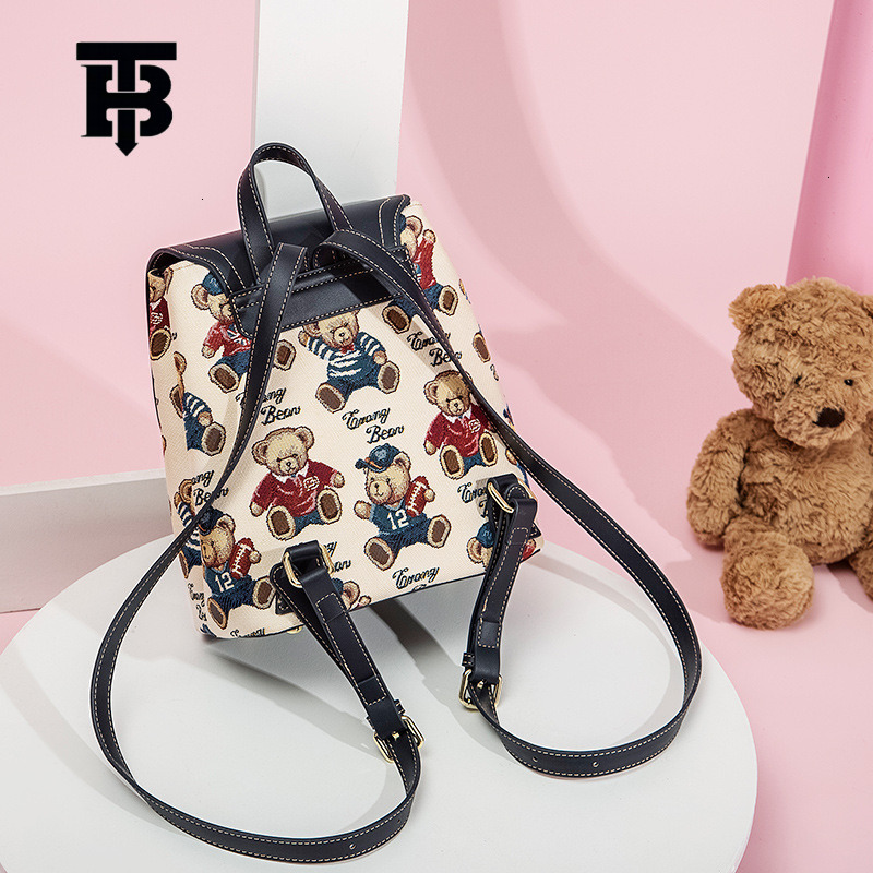 TB BHULAMTE Designer Bag Little Bear Attachment Luxury Bag 2025 New Backpack For Women New Korean Version Double Shoulder Bag Fashionable Versatile Ar