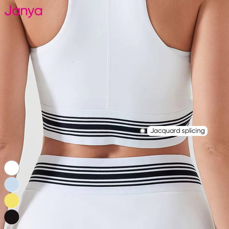 Janya 2025 Women Breathable High Neck Racerback Removable Pads Workout Gym Fitness Tank Top High Support Yoga Sports Bra Adults