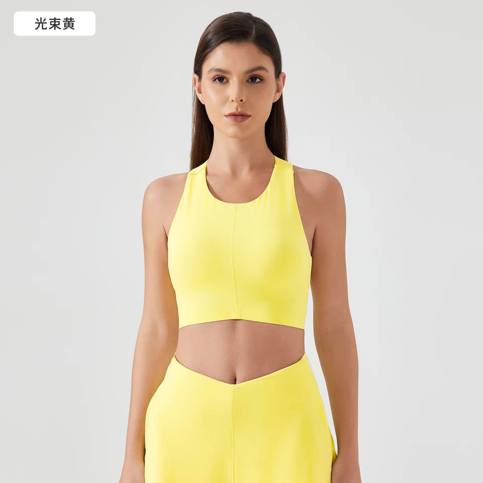 New Ladies Outer Wear Sports Bra High Collar Female AntiGloss Chest Pad Bra High Stretch UBac Bra Sports Running Yoga Tank Top