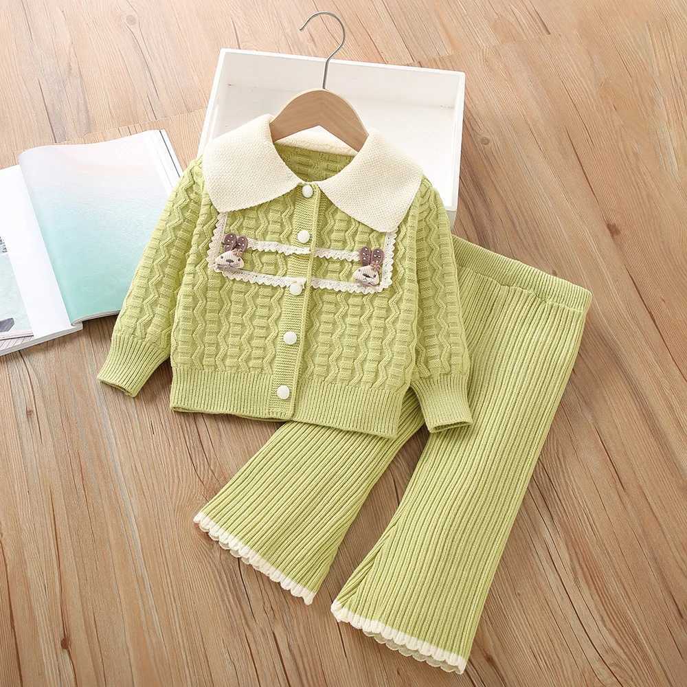 Girls Knitted Clothing Sets Spring Autumn 2025 Children Woolen Jersey Sweaters Coats Pants 2pcs Party Suit For Baby Outfits Kids L25092669LQ