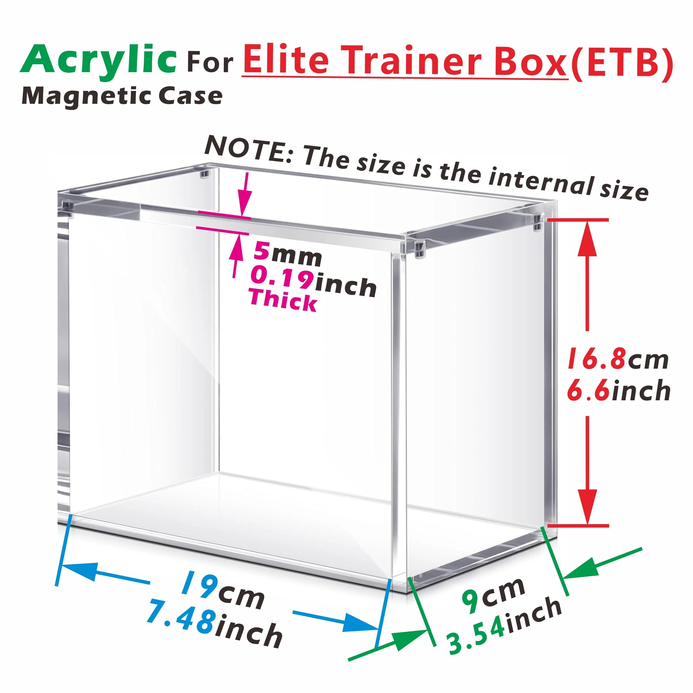 Waco Acrylic Display Magnetic Case For Elite Trainer Box 5mm Thick Clear Display Case Acrylic ETB Display Box Protector