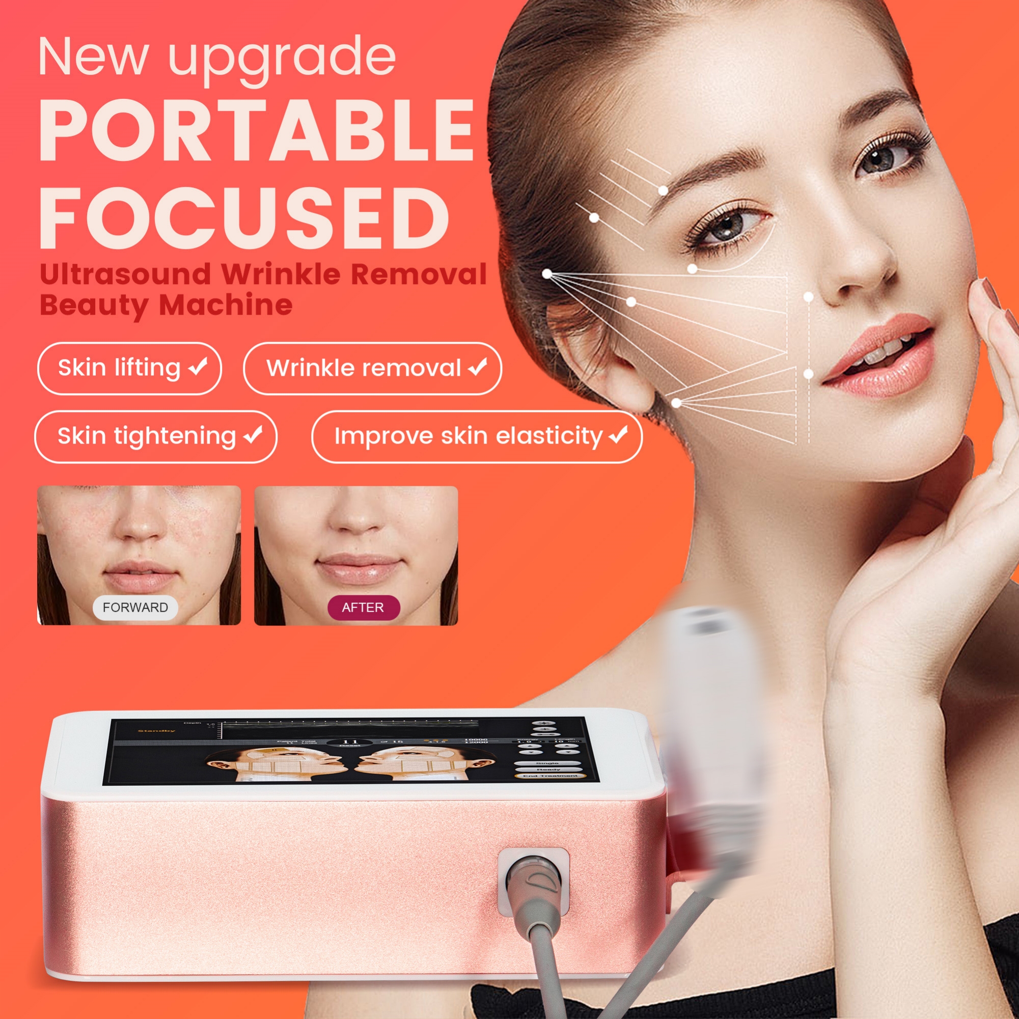 7D HIFU Facial Beauty Machine Ultrasound Wrinkle Removal Skin Tightening Lifting Improve Skin Elasticity Professional Aesthetic Salon Device