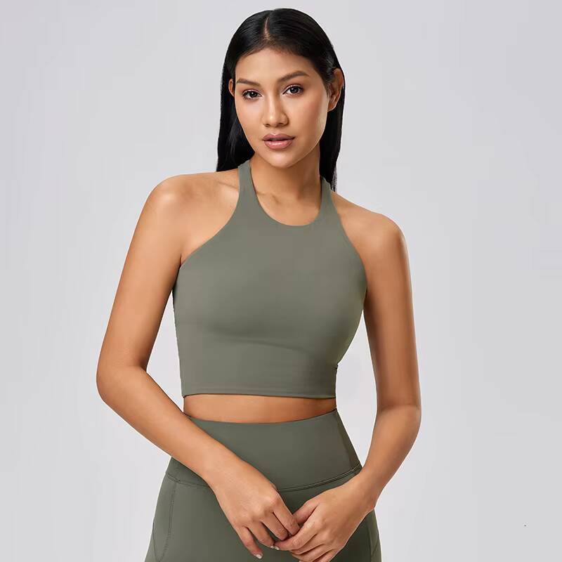 Womens Sexy Cross Racerback Sports Bra Vest With Breathable Fitness Hollow Out Halter Yoga Top Running Yoga Gym Tank Top