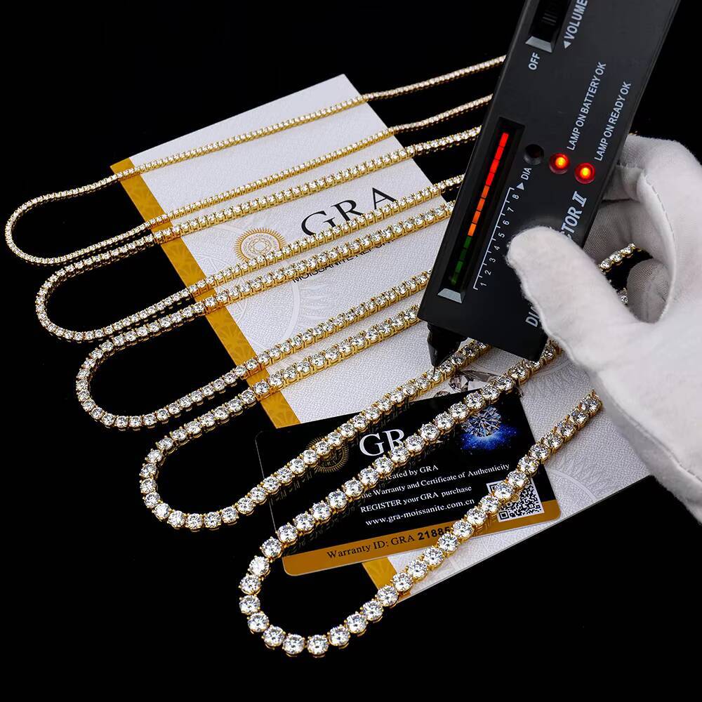 Wholesale Men Women Ice Gold Plated S925 Sterling Silver Tennis Hiphop Necklace Jewelry Vvs Diamond Mossanite Moissanite Chain