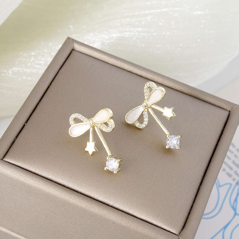 Sier Needle Flower Pearl Weekly Earrings for Women Personality Temperament Internet Celebrity Same Style Girlfriend Gift