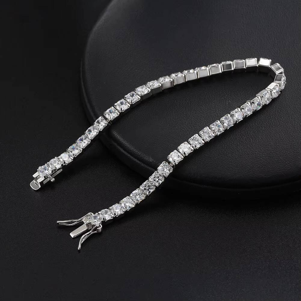 RINNTIN SB95 Sparkling 4mm Cubic Zirconia 925 Sterling Silver Tennis Bracelet