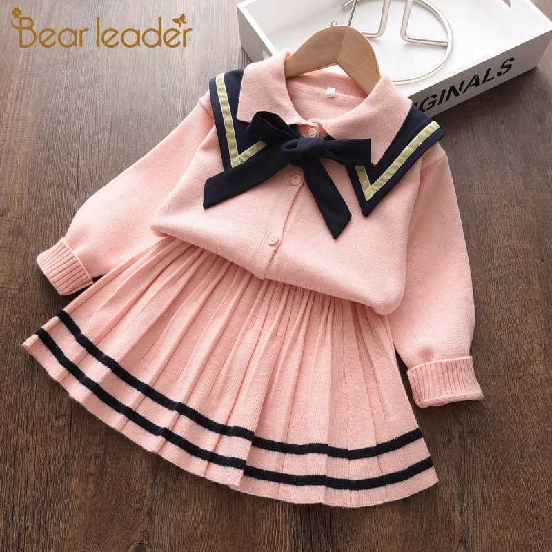 Bear Leader Girls Preppy Style Sweater Sets Christmas Dress Knitted Costumes Winter Soft Cotton Bowknot Cute Knitwear Clothes L25092654LT