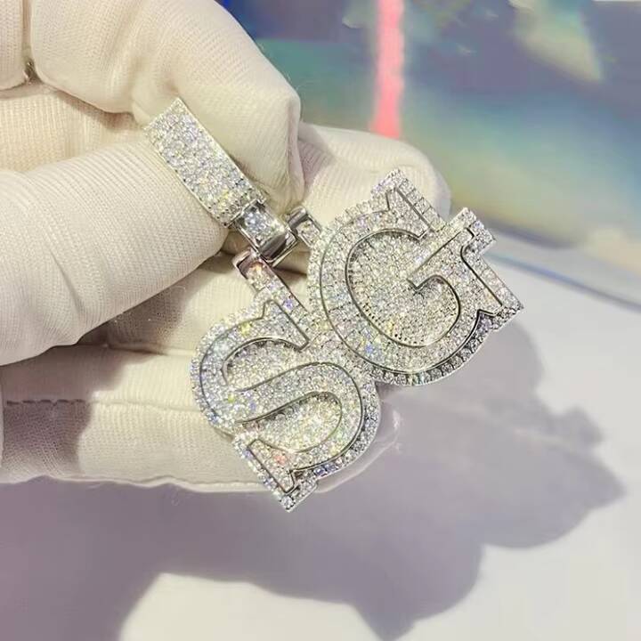 Custom Pass Diamond Tester Vvs Moissanite Iced Out Pendant White Gold Plated