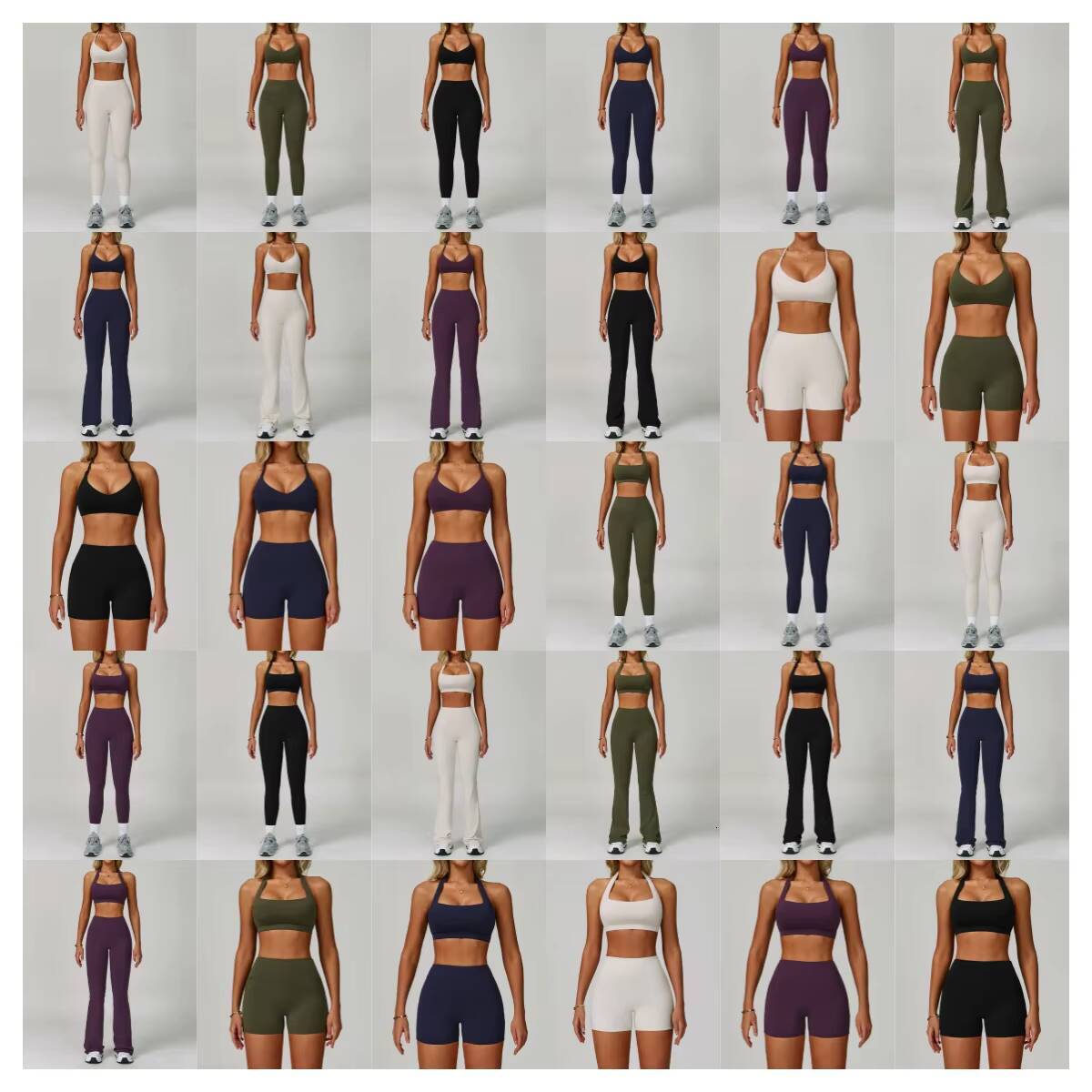 Yimo Women Nude Felling Halter Bra Yoga Bodysuit Lady Hip Lift Flare Pants Gym Set Female High Waist Scrunch Butt Sports Suit