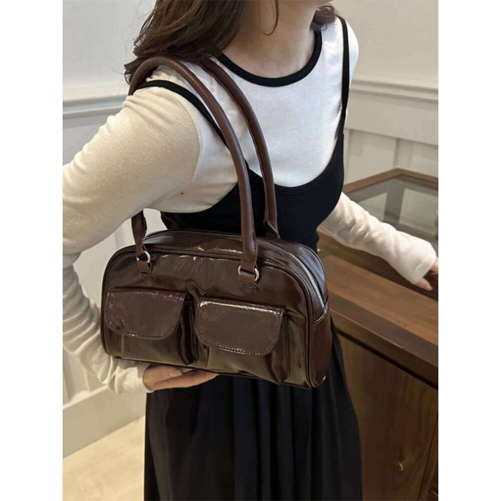 Retro Personali Commuter Double ket Handbag Autumn New Small Design Faionable Single oulder Underarm Bag
