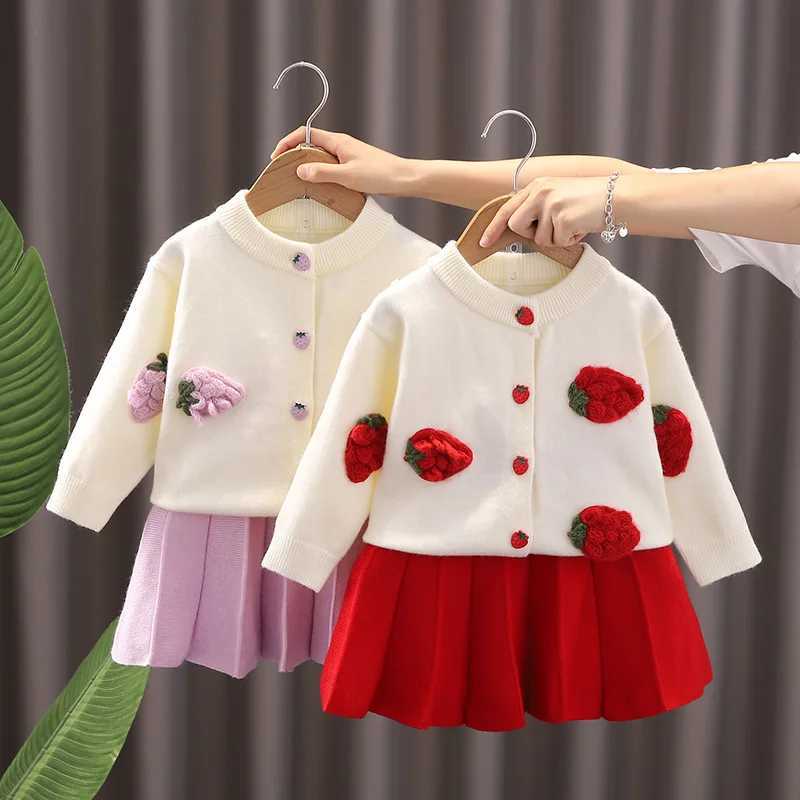 Childrens Sweater Set AutumnWinter Korean Edition Girls Bow Knitted Little Fragrant Wind Princess skirt Infant Two Piece Set L2509261O7J