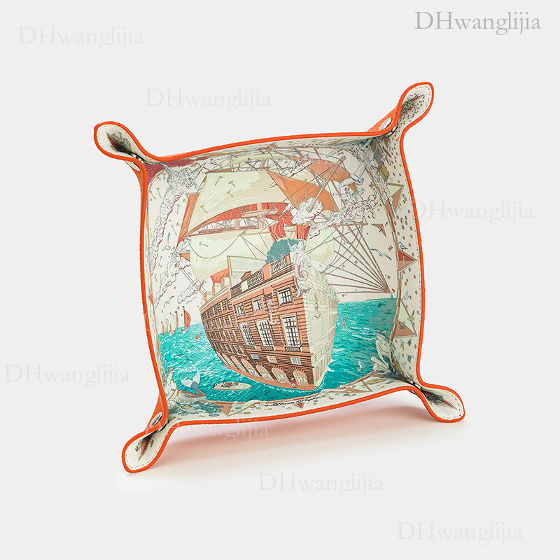 DH Luggage Accessories Live New Style Colorful Sailboat Print Cultural Play Bracelet Necklace Storage Box Leather Plate