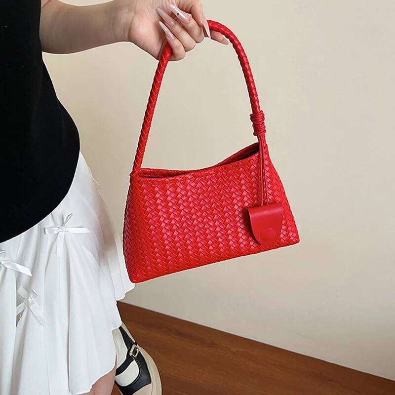 Women'S Woven Pattern Shoulder Autumn And Winter Casual Wear Hand-Held Handle Fashion Retro Armpit Bag With Coin Purse