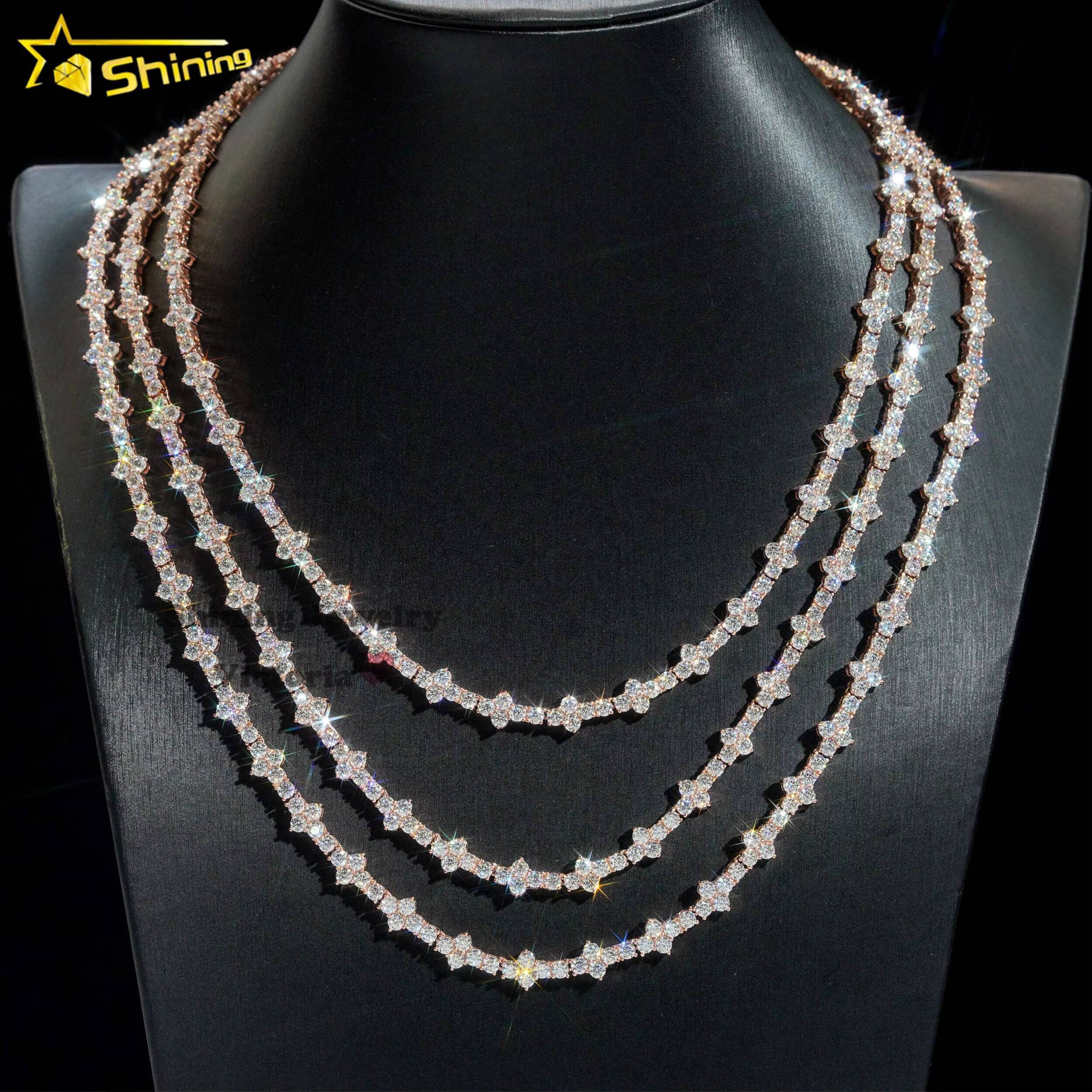 Pass Diamond Tester New Arrival Rapper Jewelry 925 Sterling Silver 3MM VVS Moissanite Cross Tennis Chain