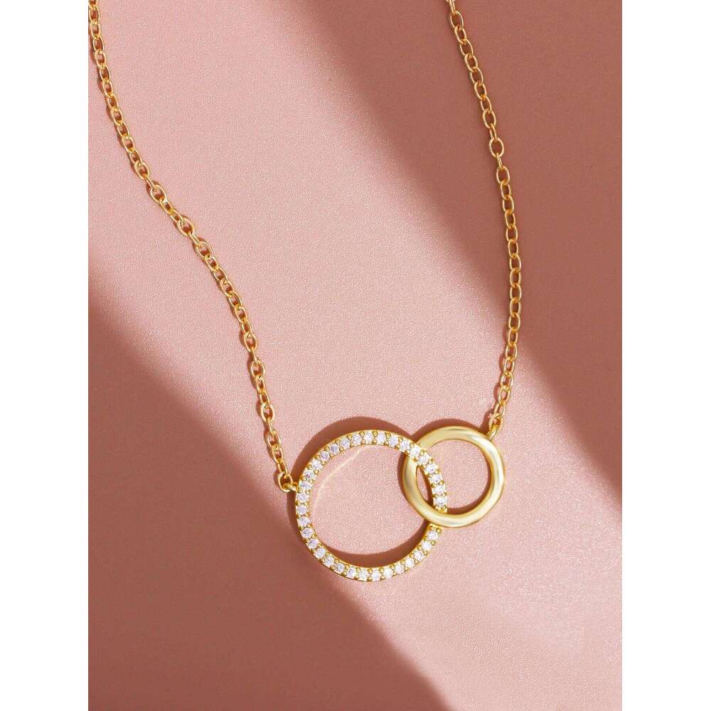 Stainless Steel Necklaces for Women Fashion Thin Chain Minimalist Dainty Double Circle Pendant Necklace on The Neck Jewelry