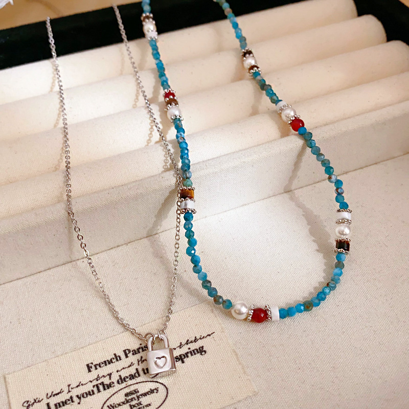 Silver - Toned Beaded Necklace With Turquoise, Pearl And Red Accents Delicate Daily & Elegant Jewelry Gift For Her High - Quality And Artistic Accesso