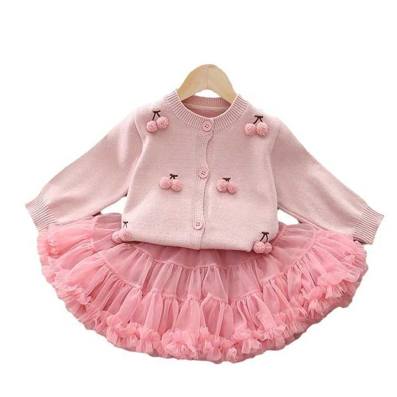 Girls Clothes Sets Spring Autumn Children Woolen Jersey Sweaters Coats Skirts Princess Dress Suit For Baby Party Outfits Kids 5Y L250926FY11