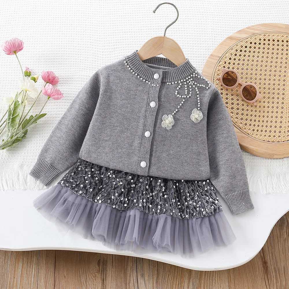Girls Dress Clothes Sets Autumn Winter Children Woolen Jersey Sweaters Coats Skirts Kids Princess Suit For Baby Knitted Outfits L250926ISTJ