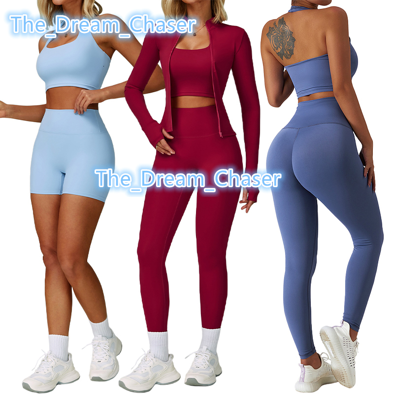 TZ6116 Wholesale Factory Women Two Piece Halter Nude Feeling Bra Matching High Waist Quick Dry Legging and Shorts Yoga Set