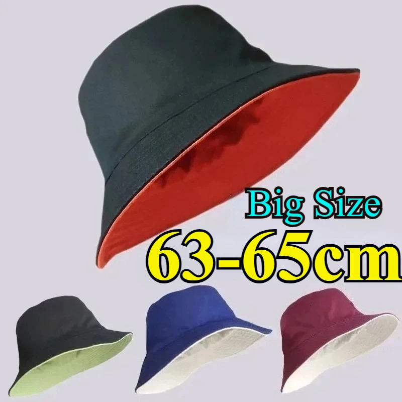 Men Enlarged Deepening Big Head XXL 65cm Bucket Hats Women Big Size Doublesided Fisherman Cap Summer Large Size Hip Hop Sun Hat 250919