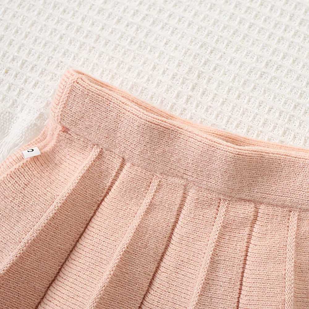 27Y Autumn Girls Clothing Set Knit Bunny Cardigans Pleated Skirt 2Pcs Knit Suit Girls Sweater Knit Outerwear L250926HC6N