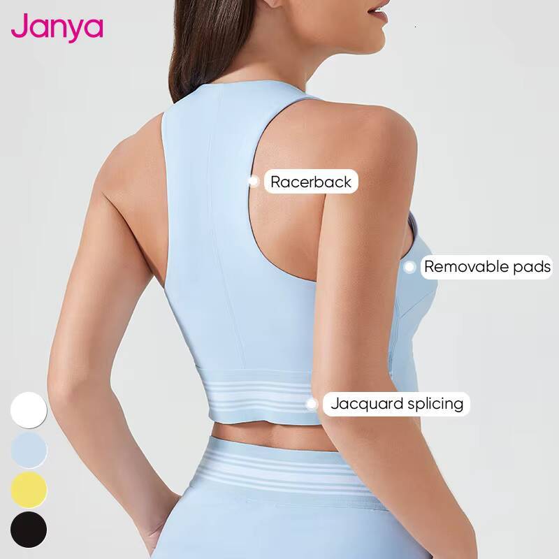 Janya 2025 Women Breathable High Neck Racerback Removable Pads Workout Gym Fitness Tank Top High Support Yoga Sports Bra Adults