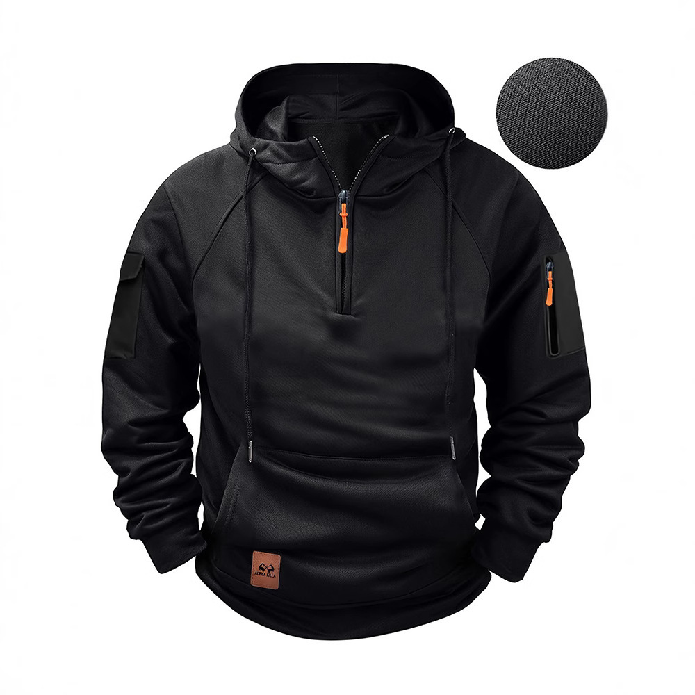Designer Clothing 2025 Cross-border Spring And Autumn Men's Hoodie With Arm Zipper And Multiple Luxury Hoodie Pockets Pullover Sweatshirt Sports 