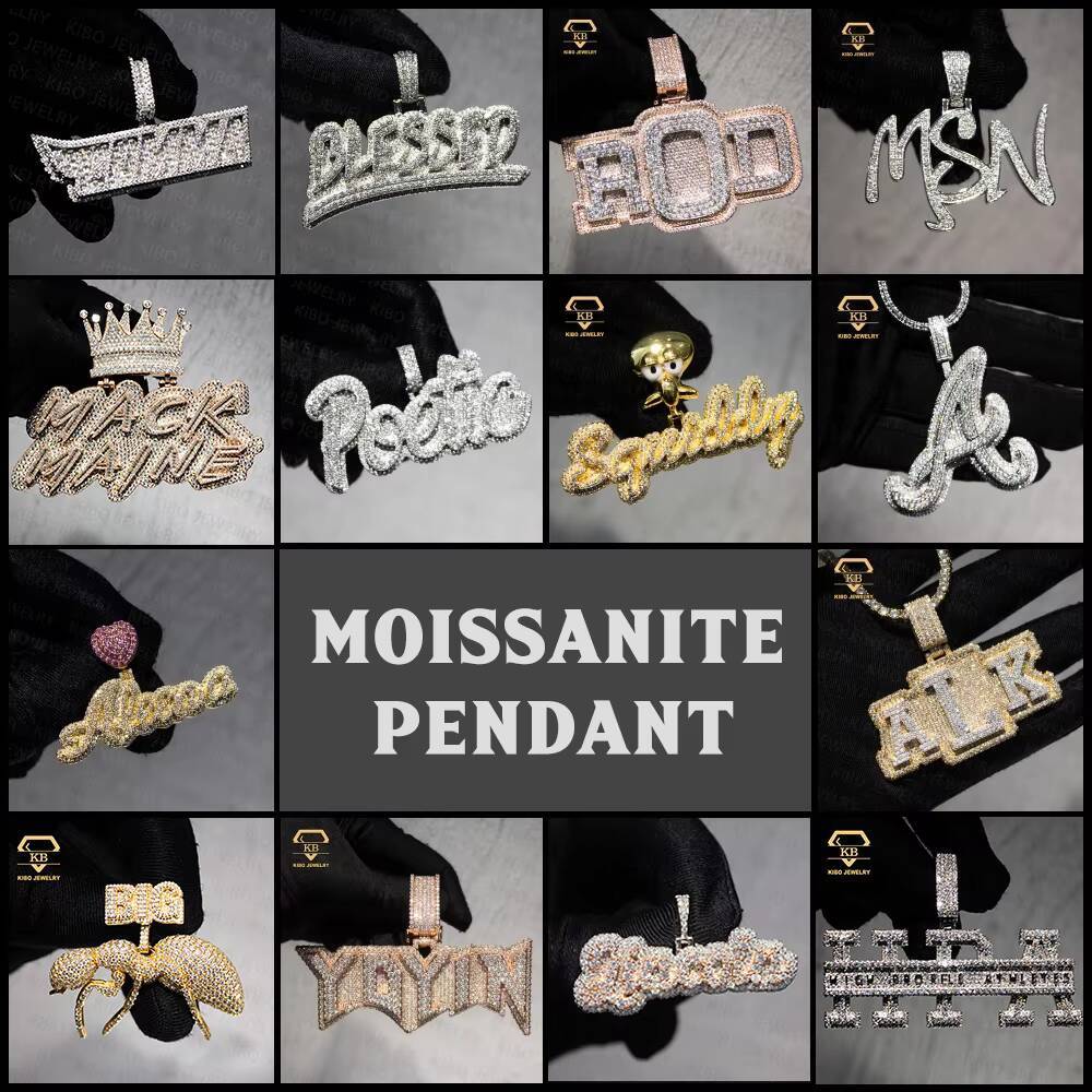 Customized Trend Letter Mossanite Pendant Iced Out Pendant VVS Moissanite Name Pendant 925 Silver Hip Hop Jewelry