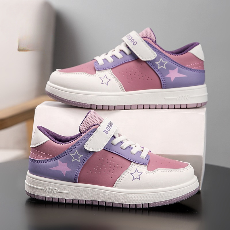 Women's new sports shoes autumn and winter new leather children's shoes low top fashionable casual trend sports shoes