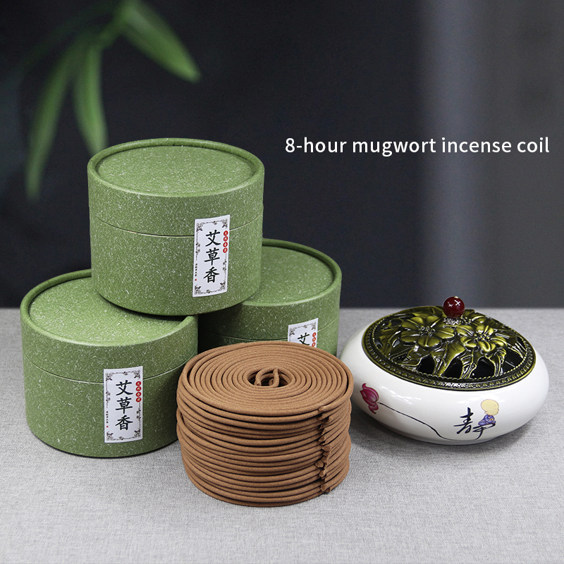 Moxa Incense Coils Set - 4-8hr Burning Time, 30 Coils with Large Censer for Aromatherapy & Relaxation