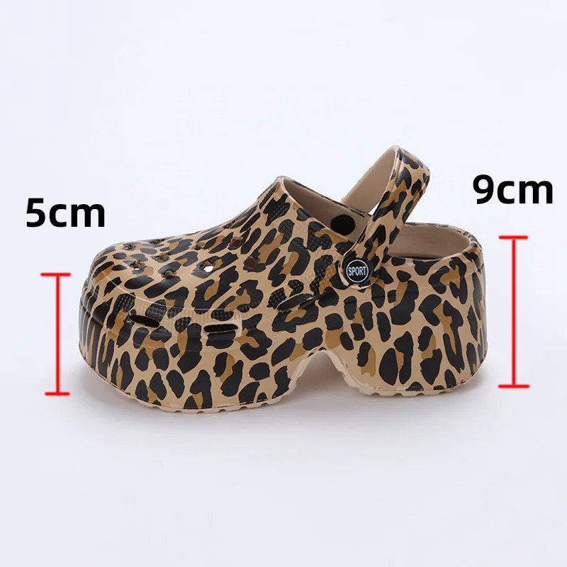 Women Closed Toe Chunky Platform Sandals Woman Summer Elevate Your Style This Year With These Trendsetting Leopard-Inspired Ladies' Elevated Bloc
