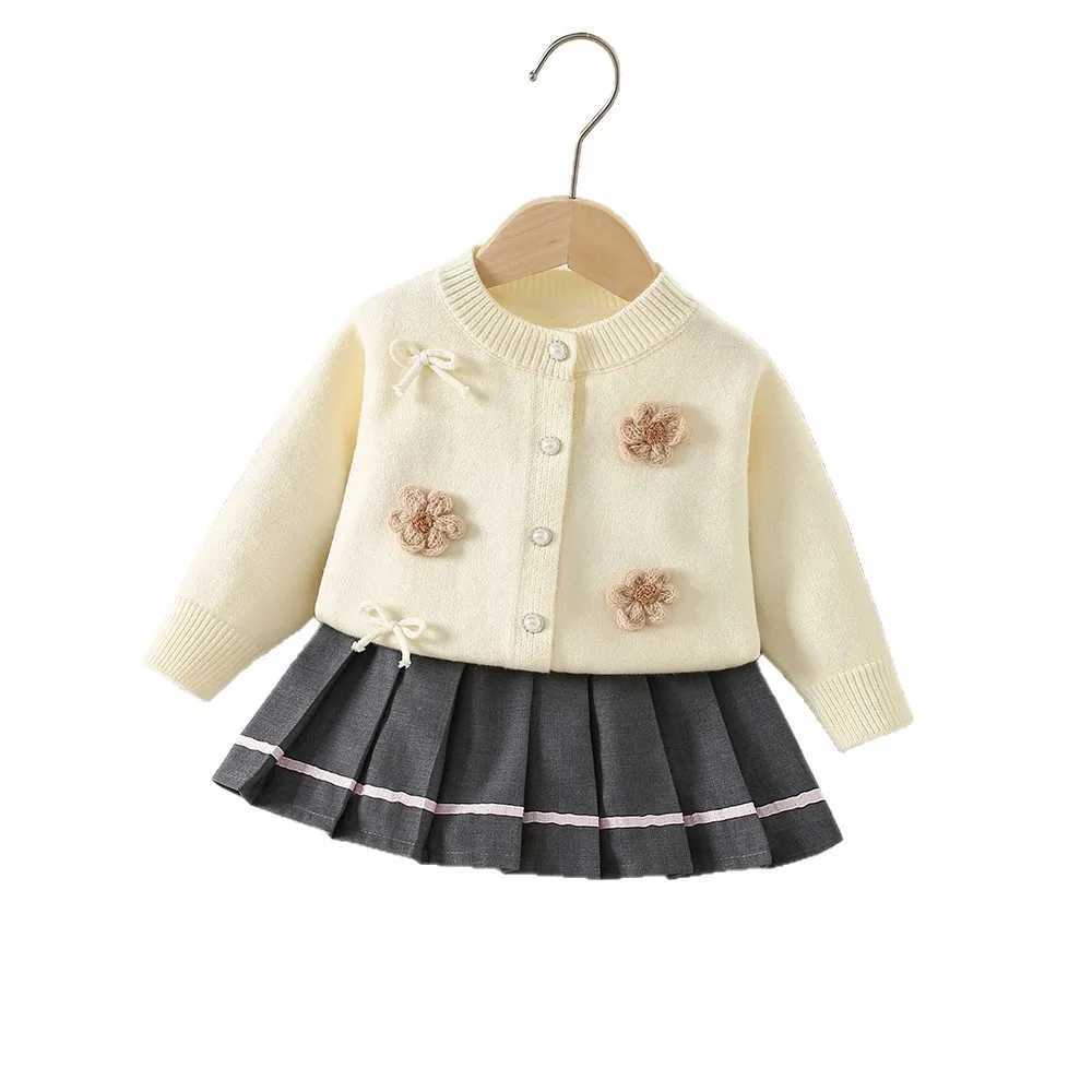 Girls Dress Clothes Sets Spring Autumn Children Woolen Jersey Sweaters Coats Skirts Kids Cute Suit For Baby Knitted Outfits 5 6Y L250926MAIF