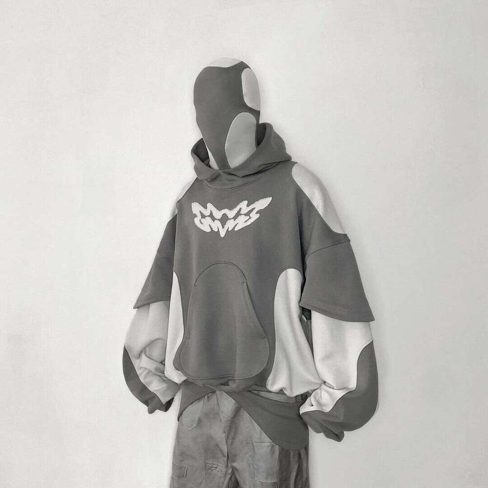 2024 Autumn New Simple Style Color Block Printed Casual Trendy Unisex Hooded Sweatshirt