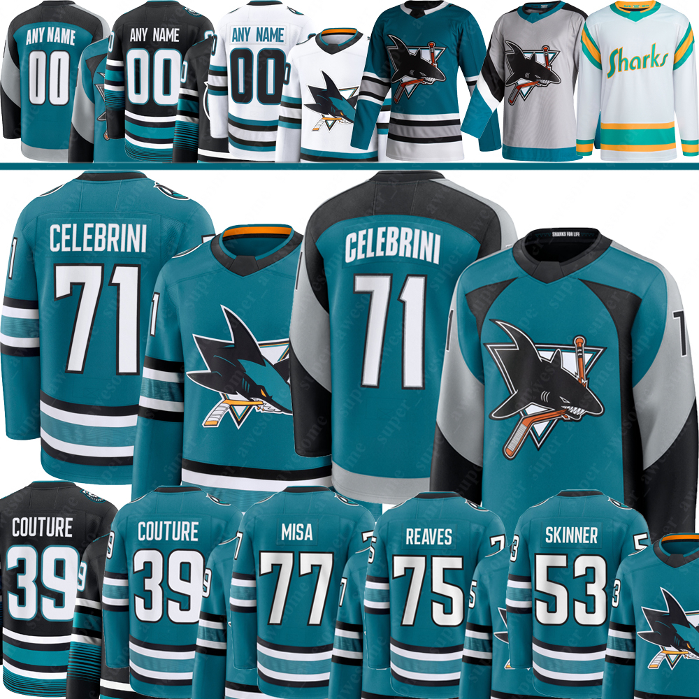 #71 Macklin Celebrini sj hockey jersey sharks 35th Anniversary jersey Ryan Reaves Michael Misa Logan Couture Patrick Marleau Ferraro William Eklund Will Smith Orlov