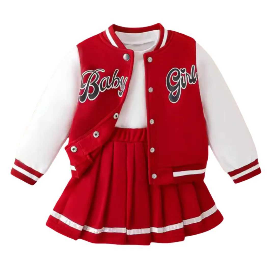 2025 Kids Girls Coat Jacket Pleated Skirt 2 Pcs Set For Party Sports Gift Winter Children Clothes Outfits Uniform For 28Y L250926PKI1