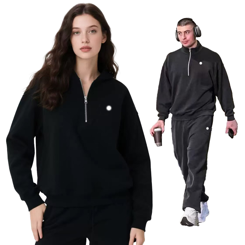 Yoga Hoodies Sports Hoodies Stand Up Collar Sweatshirts Quarter Zip Pullover Outfits Unisex Sweatshirts 3D Silver on Chest Loose Long Sleeve Sweatwear Casual Top