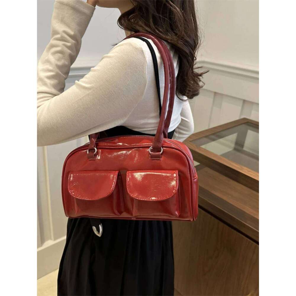 Retro Personali Commuter Double ket Handbag Autumn New Small Design Faionable Single oulder Underarm Bag