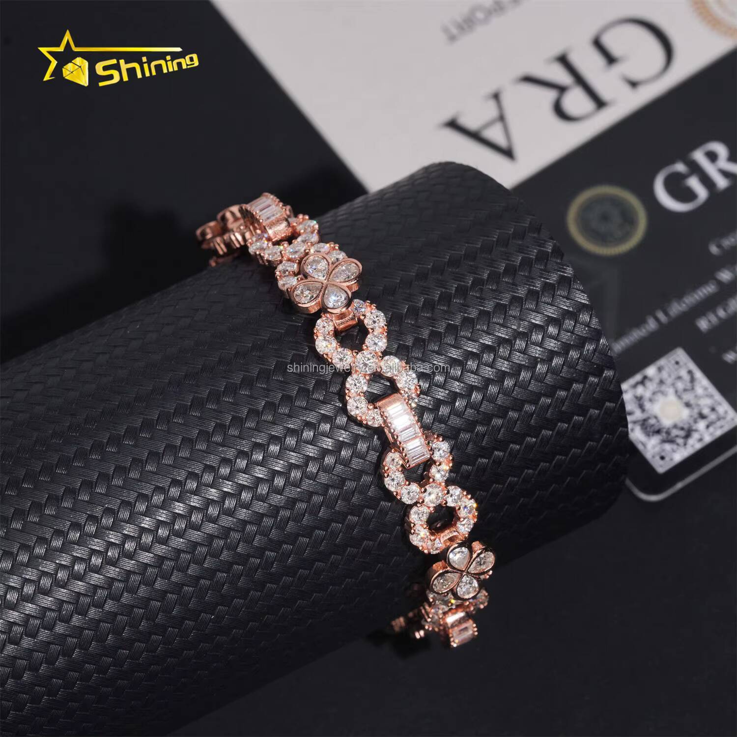 Custom Unique Design Name Lock Hip Hop 10mm PearBaguette VVS1 Moissanite Diamond Iced Out S925 Silver Infinity Cuban Bracelet